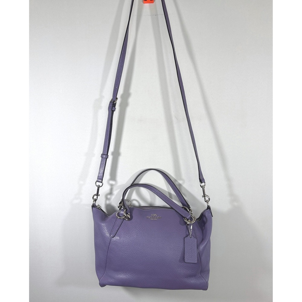 Coach Purple Pebbled Leather Kelsey Satchel Bag Womens Small F28993 Crossbody